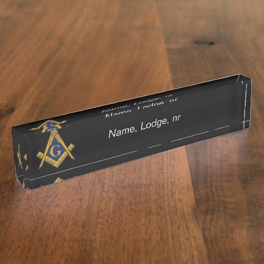 Freemason Masonic Black and gold Naambordje (Zijkant)