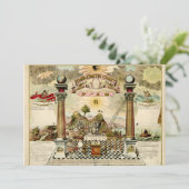 Freemason Masonic Emblematic Chart Invitation Card Kaart (Staand voorkant)