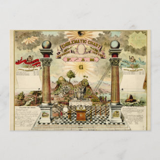 Freemason Masonic Emblematic Chart Invitation Card Kaart