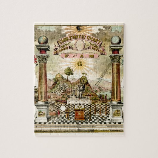 Freemason Masonic Emblematic Chart Legpuzzel (Verticaal)