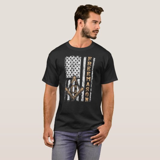 Freemason Masonic Flag Mason Square Compass Freema T-shirt (Voorkant volledig)