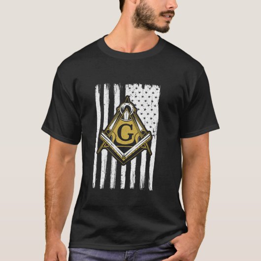 Freemason Masonic Fraternal Freemasonry USA Flag A T-shirt (Voorkant)