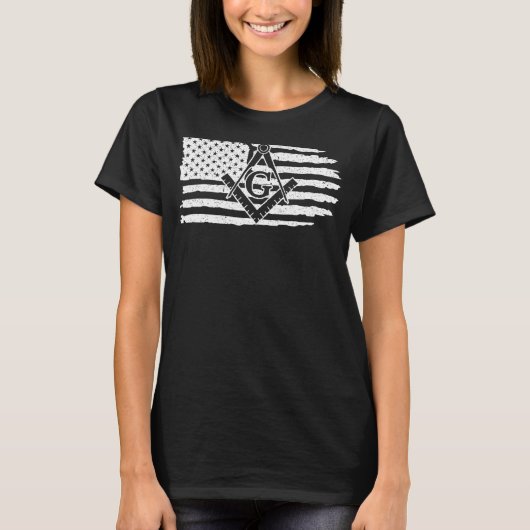 Freemason Masonic Fraternal Freemasonry USA Flag A T-shirt (Voorkant)
