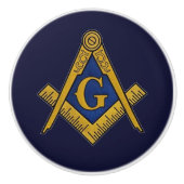 Freemason Masonic Navy Blue and gold Keramische Knop (Voorkant)