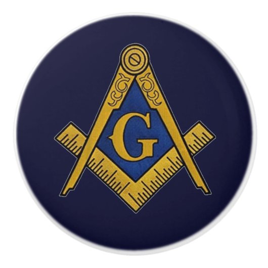 Freemason Masonic Navy Blue and gold Keramische Knop (Voorkant)