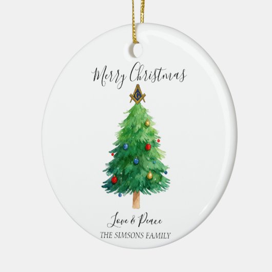 Freemason Masonic Pine Merry Christmas Tree  Keramisch Ornament (Links)