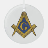 Freemason Masonic Square and Compass Freemasonry Glas Ornament (Voorkant)