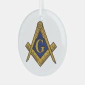 Freemason Masonic Square and Compass Freemasonry Glas Ornament (Voorkant links)