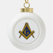 Freemason Masonic Square and Compass Freemasonry Keramische Bal Ornament (Voorkant)