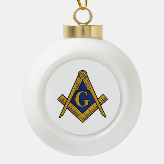 Freemason Masonic Square and Compass Freemasonry Keramische Bal Ornament (Voorkant)