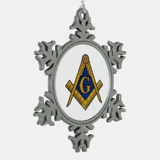 Freemason Masonic Square and Compass Freemasonry Tin Sneeuwvlok Ornament (Links)