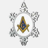 Freemason Masonic Square and Compass Freemasonry Tin Sneeuwvlok Ornament (Rechts)