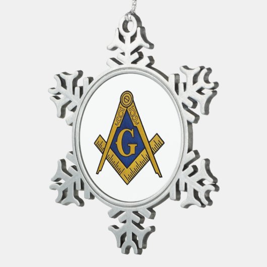 Freemason Masonic Square and Compass Freemasonry Tin Sneeuwvlok Ornament (Rechts)