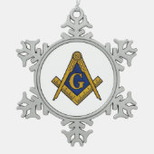 Freemason Masonic Square and Compass Freemasonry Tin Sneeuwvlok Ornament (Voorkant)