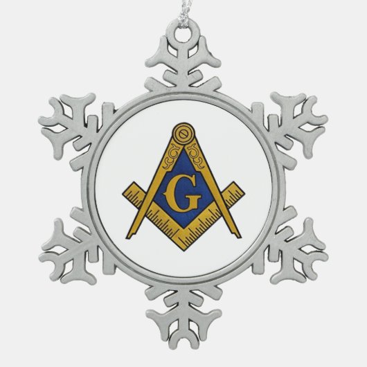 Freemason Masonic Square and Compass Freemasonry Tin Sneeuwvlok Ornament (Voorkant)