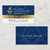 Freemason Navy Blue en Gold Masonic Visitekaartje (Voorkant / Achterkant)