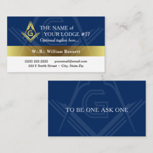 Freemason Navy Blue en Gold Masonic Visitekaartje