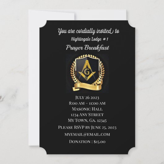 Freemason Prayer Breakfast Uitnodiging (Voorkant)