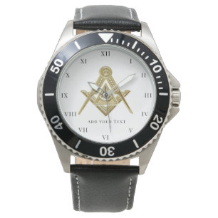 Freemason Square and Compass Charity Masonic gold Horloge