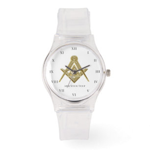 Freemason Square and Compass Charity Masonic gold Horloge