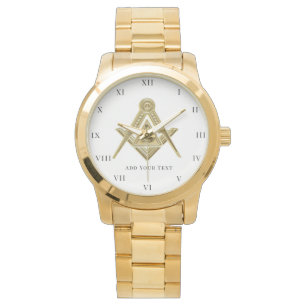 Freemason Square and Compass Charity Masonic gold Horloge