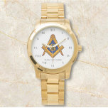 Freemason Square and Compass Charity Masonic Horloge<br><div class="desc">Betrouwbare meester,  Freemason,  vierkant en kompas,  liefdadigheid,  Masonic-symbool horloge.</div>