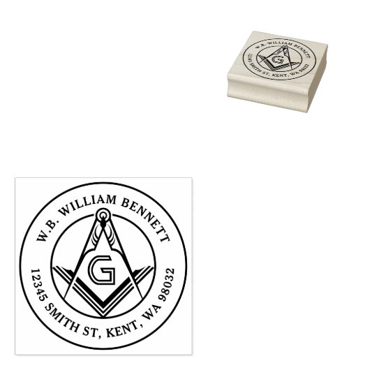 Freemason Square Compass Masonic retouradres Rubberstempel (Gestempeld)