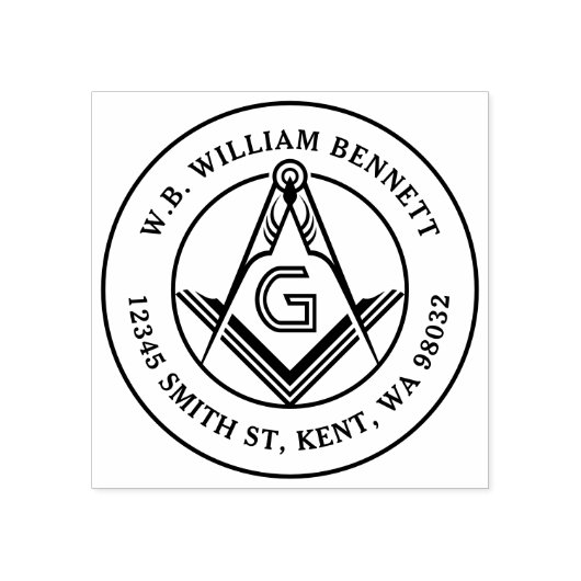 Freemason Square Compass Masonic retouradres Rubberstempel (Afrduk)