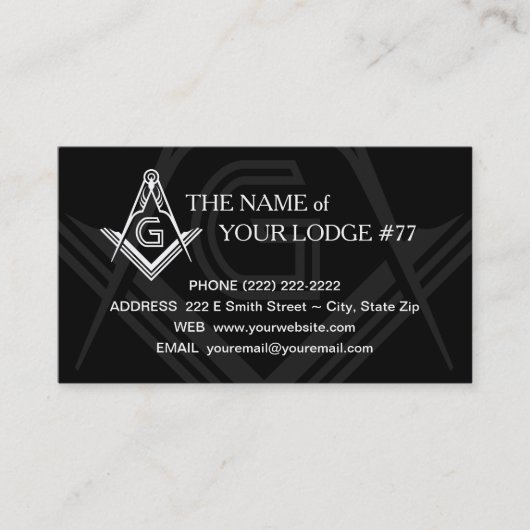 Freemason Visitekaartje - Masonic Custom Card (Voorkant)