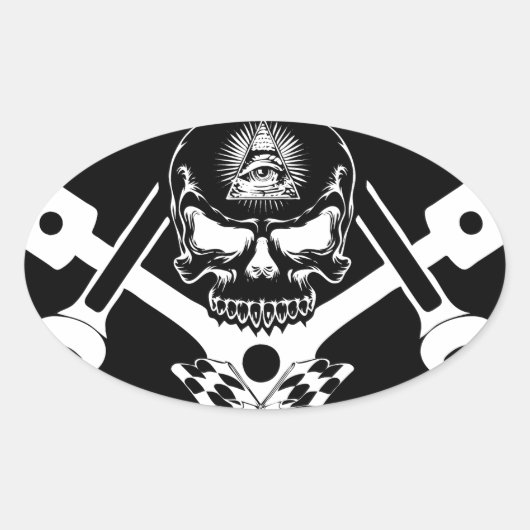 Freemason-Widows-Sons-Masonic-Hotrod-Logo-20160407 Ovale Sticker (Voorkant)