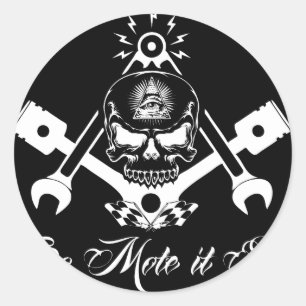 Freemason-Widows-Sons-Masonic-Hotrod-Logo-20160407 Ronde Sticker