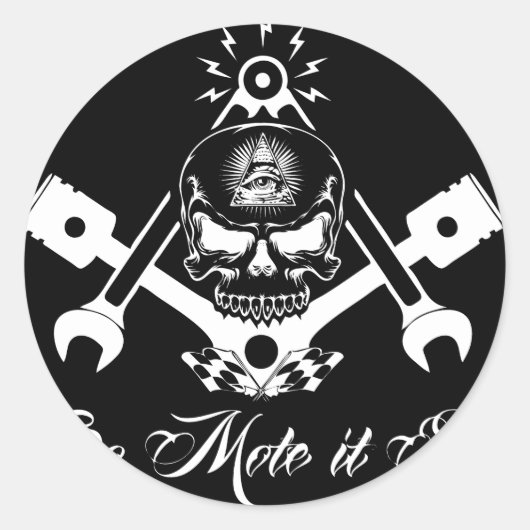 Freemason-Widows-Sons-Masonic-Hotrod-Logo-20160407 Ronde Sticker (Voorkant)