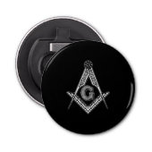 Freemason (zwart) button flesopener (Voorkant)