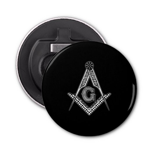 Freemason (zwart) button flesopener (Voorkant)