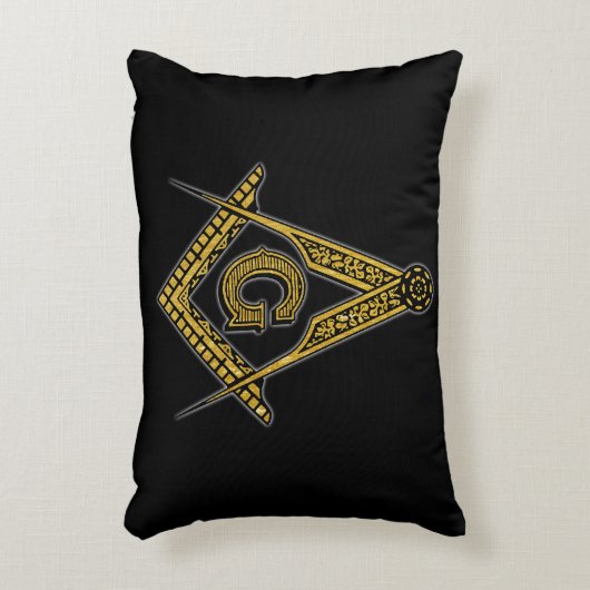 Freemason (zwart en goud) accent kussen (Voorkant(Verticaal))