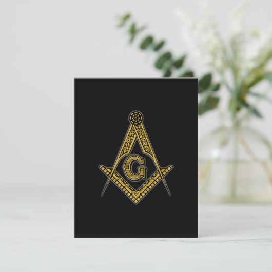 Freemason (zwart en goud) bedankkaart (Staand voorkant)