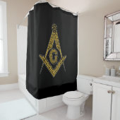 Freemason (zwart en goud) douchegordijn (In situ)