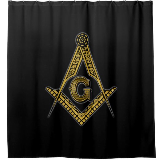 Freemason (zwart en goud) douchegordijn (Voorkant)