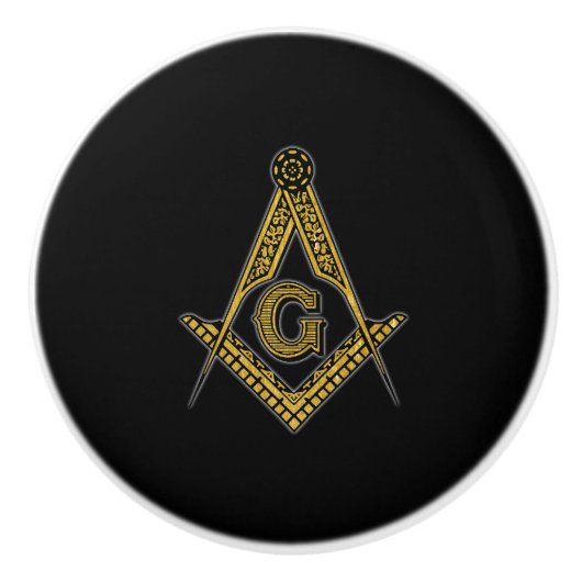 Freemason (zwart en goud) keramische knop (Voorkant)