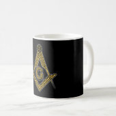Freemason (zwart en goud) koffiemok (Voorkant rechts)