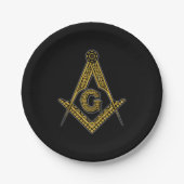 Freemason (zwart en goud) papieren bordje (Voorkant)