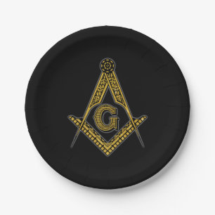 Freemason (zwart en goud) papieren bordje