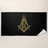 Freemason (zwart en goud) strandlaken (Voorkant)