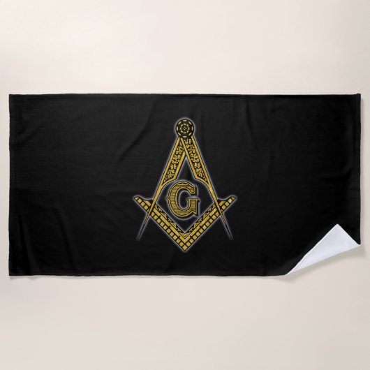 Freemason (zwart en goud) strandlaken (Voorkant)