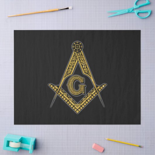 Freemason (zwart en goud) tissuepapier (Craft)