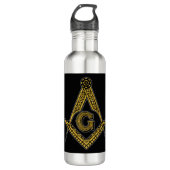 Freemason (zwart en goud) waterfles  (Voorkant)