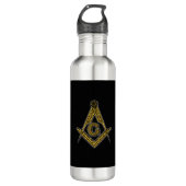 Freemason (zwart en goud) waterfles  (Voorkant)