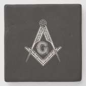 Freemason (zwart) stenen onderzetter (Voorkant)