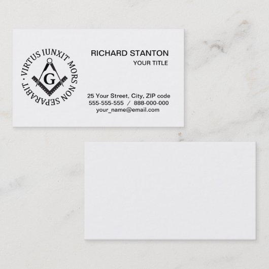 Freemasonerbord Visitekaartje (Voorkant / Achterkant)