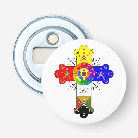 Freemasonic Rosy Cross Button Flesopener (Voorkant)